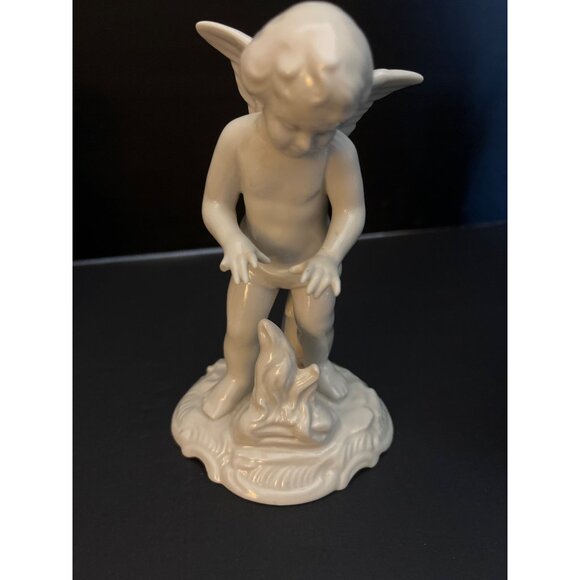 Dresden Porcelain Set Of 4 White  Cherub Figurines Angelic Decor Sculptures 5.5" - Picture 4 of 10